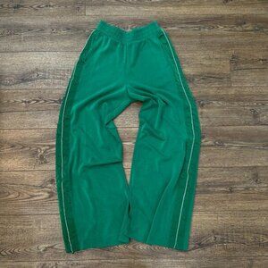 Oysho Green Stripe Wide Leg Zip Sweatpants Jumpsuit